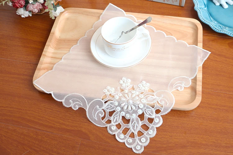 Корейский Блеск блёстки кружева коврик с вышивкой бисером Doily кофейная кружка набор подставок под напитки чайное Полотенце Рождество свадебное украшение