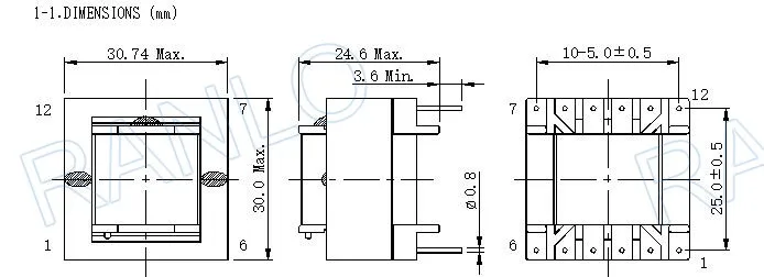 EC2824 горизонтальный 6 + 6pin SMPS высокочастотный трансформатор push-pull вход 2 5 в выход 14