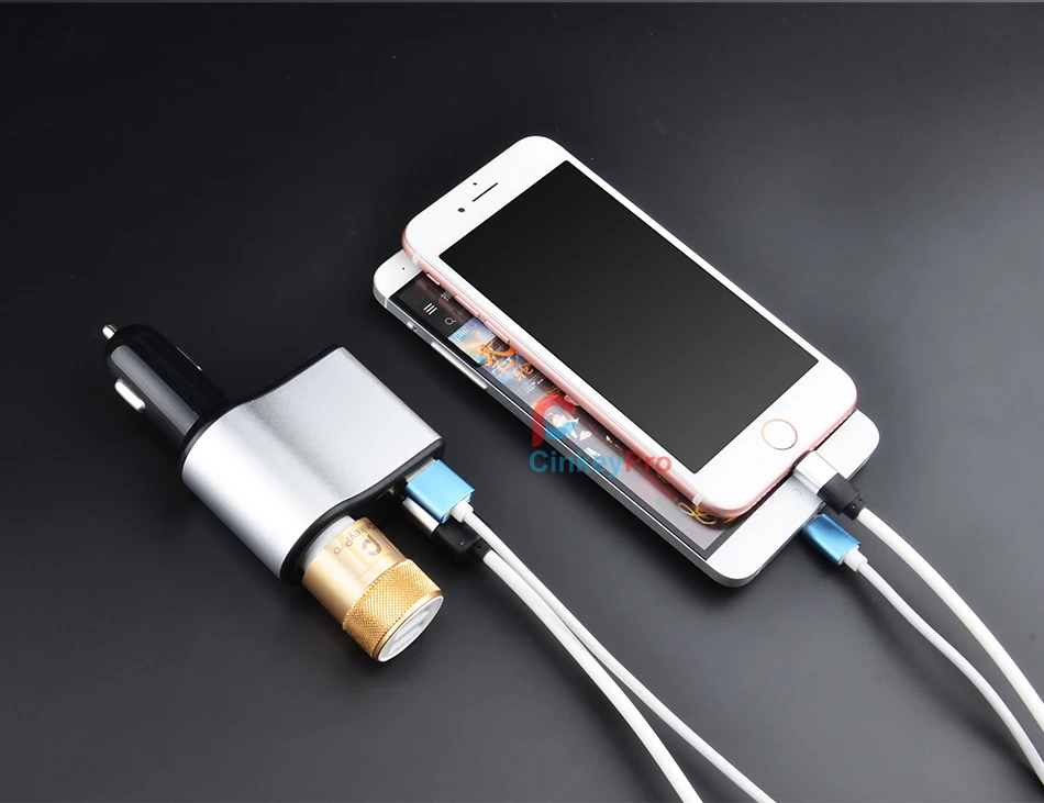 CinkeyPro автомобильное Зарядное устройство для iPhone samsung 2-Порты и разъёмы автомобильное зарядное устройство с Зарядное устройство светодиодный Экран прикуривателя 3.1A зарядный адаптер для мобильных телефонов