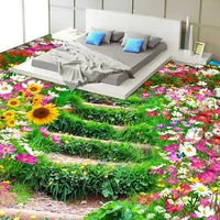 pastoral wall mural custom floor wallpaper 3d flower and grass photo wall paper for bedroom vinyl wear self adhesive papel tapiz