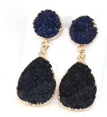 Модные серьги из смолы Druzy, серьги в форме капли воды для женщин, ювелирное изделие, массивные серьги Mujer Moda, подарки для женщин, аксессуары - Окраска металла: 9