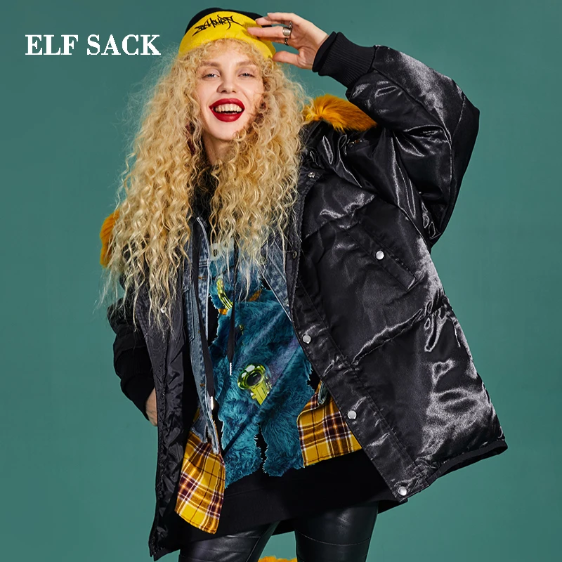 Elfsack Новая Женская пуховая куртка 90% Белое пуховое пальто свободного покроя с