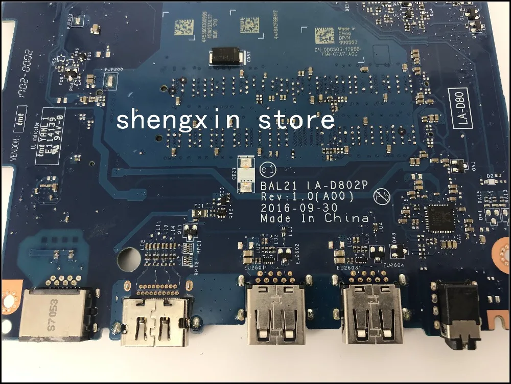 Материнская плата для ноутбука DELL Inspiron 15 5567 5767 DG5G3 0DG5G3 с SR2ZU i5 7200U BAL20 LA D802P test