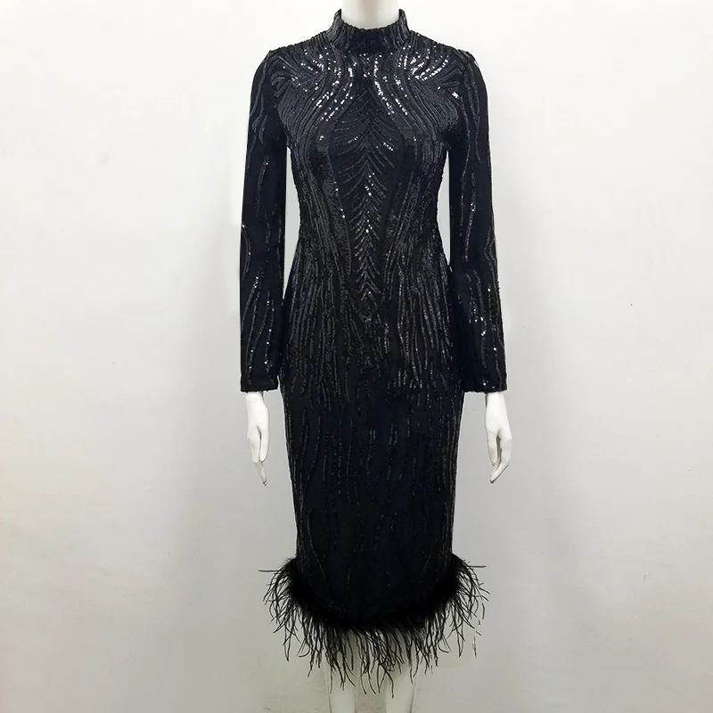 Платье с длинным рукавом и О вырезом Осеннее/зимнее рождественское вечернее