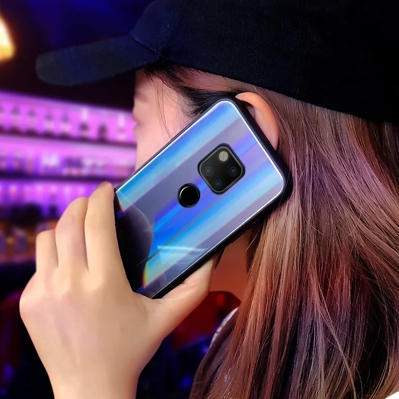 Чехол для телефона с градиентным стеклом huawei P Smart 2019 P20 Pro Lite Mate20 Nova3i 4 p30 p30pro Magic2