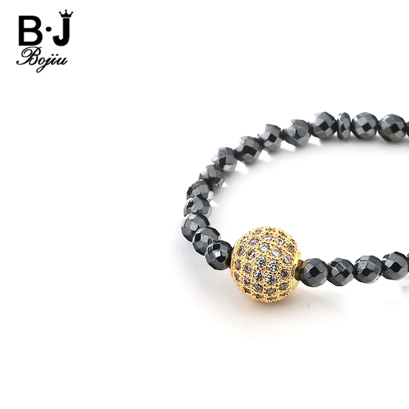 Женское ожерелье с цепочкой BOJIU из гематита бусинами и цирконом короткое для