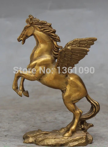 

xd 00540 7" Chinese Bronze Carved Fengshui Flying Successful Running Horse Animal Statue