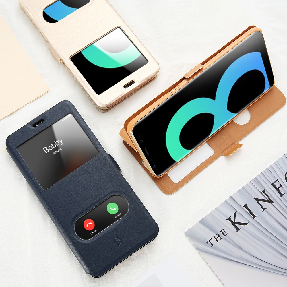 Kisscase флип чехлы для телефонов Samsung Galaxy S8 S7 S6 Edge S5 S4 S3 PU чехол с пряжкой на окно A3 J5 J7