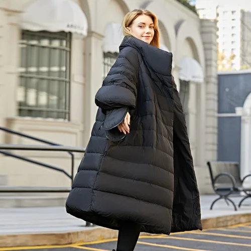 Black Oversize Winter Down Jacket Women with Gloves Long Korean Duck Down Coat Winter Puffy Jacket Casacas De Mujer 15799 KJ2742 - Цвет: Black