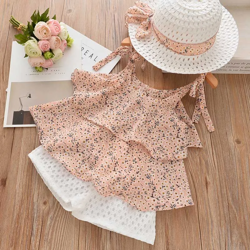 

Vest Shorts Children's Suit Summer Girl Floral Set Children's Suit