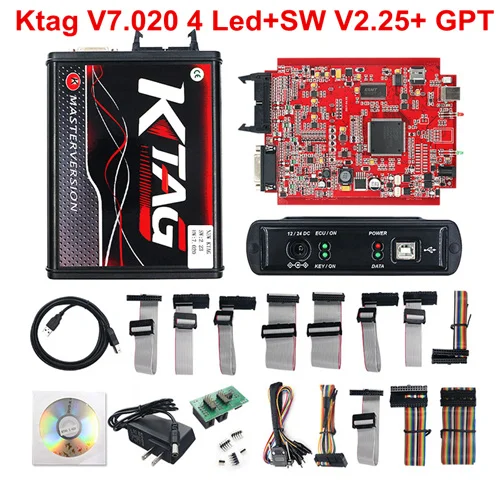 KTAG Red 4 LED V2.25 Лидер продаж Ktag 7,020 KESS 2 5,017 красный Чип ЭБУ тюнинг K TAG V7.020 V2.25 KESS V5.017 V2.47 мастер K-TAG инструмент программирования ЭБУ - Цвет: KTAG Red 4 LED V2.25