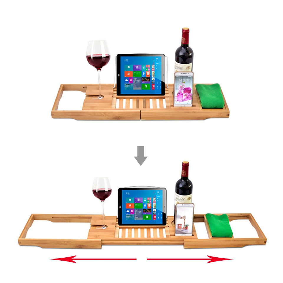 Выдвижной бамбуковый поднос для ванны Caddy деревянные стойки ванной комнаты