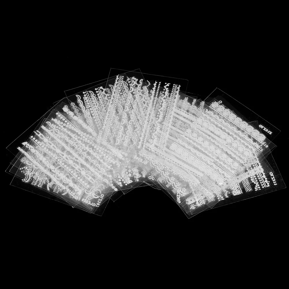 Новинка, 30 листов, черный, белый цвет, кружево, переводная фольга, дизайн ногтей, сексуальные, полный, обертывания, цветок, клей, сделай сам, маникюр, инструменты для укладки