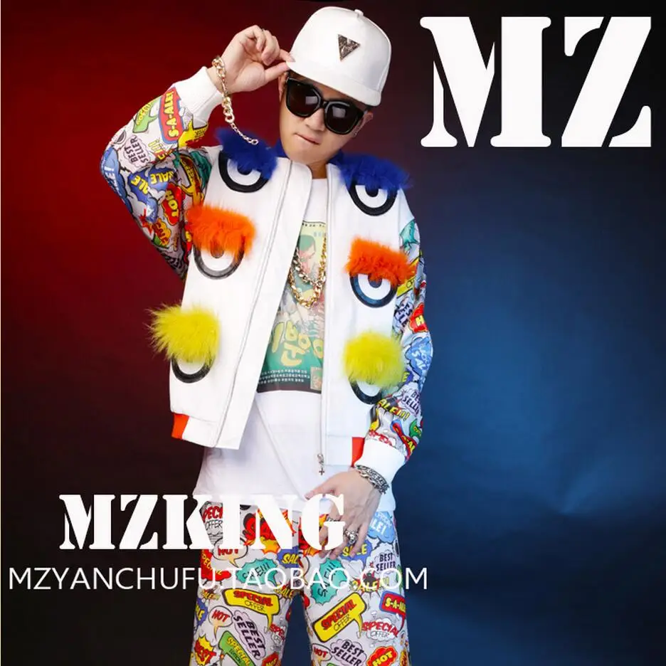 Бесплатная доставка GD Мужская певица маленькие монстры глаз граффити пальто