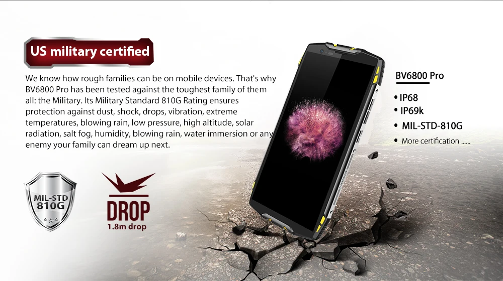Blackview BV6800 Pro Android 8,0 мобильный телефон 5," MT6750T Octa Core 4 Гб+ 64 6580 мАч водостойкий NFC Беспроводной зарядки смартфон