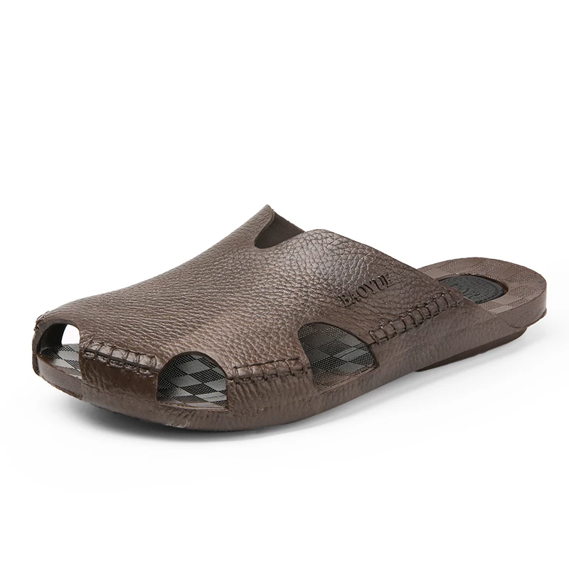 Мужские сандалии без шнуровки YEINSHAARS коричневые повседневные Шлепанцы из мягкой