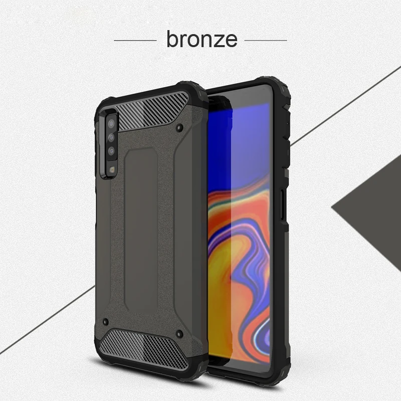 bronze Противоударный чехол-Броня чехол для samsung Galaxy A7 A9 A6 A8 S9 плюс S8 Note 8 9 J7 Duo J4 J6 J8 мягкий силиконовый ПК Жесткий Чехол бампер - Цвет: bronze