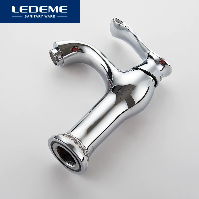 LEDEME Смеситель для умывальника с гайкой латунь Цвет: хром L1041-2