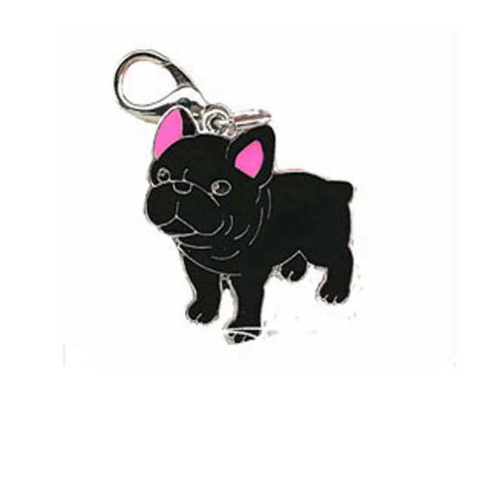 Blcsk Bulldog ПЭТ ID эмаль тег диск металлическое ожерелье-воротник кулон Шиба Papillon колли такса, Чихуахуа Мопс золотой ретривер@ 01 - Цвет: Blcsk Bulldog