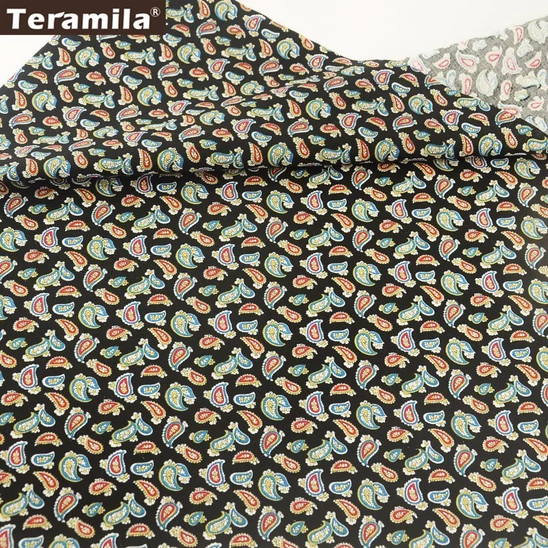 Teramila хлопок поплин Ткань черный печатных мультфильм Дизайн DIY Детская одежда Жир