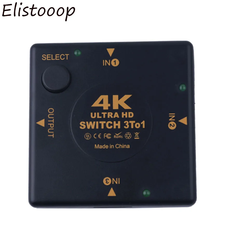 Elitooop 4K 3 в 1 Коммутатор HDMI Сплиттер * 2K 3D Mini порта переключатель порт концентратор