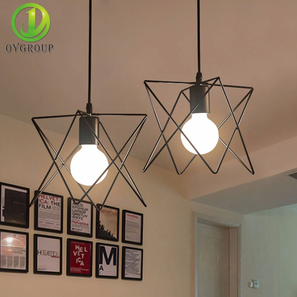 Креативный ретро черный железный подвесной светильник E27 промышленный для