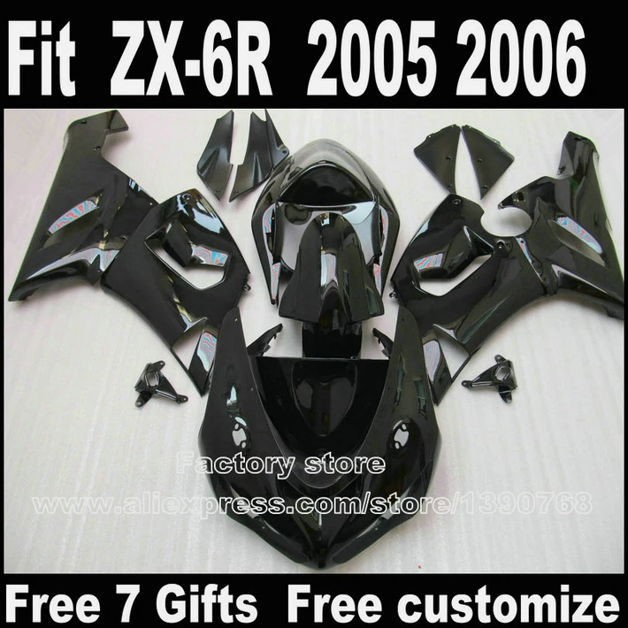 Подходит для Kawasaki ZX6R Обтекатели 2005 2006 комплект пластиковых кузовов 05 06 ZX 6R Ninja 636