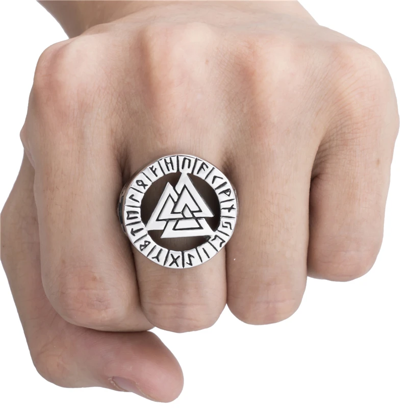 Модное мужское серебряное кольцо Valknut в скандинавском стиле|Кольца| |