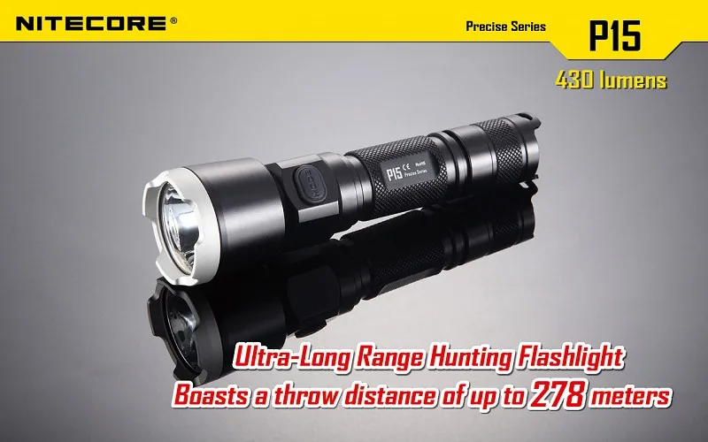 NITECORE P15 точные CREE XP-G2 430-люмен светодиодный фонарик Фонарь для самозащиты с NL1823 батареи и F1 chagrer