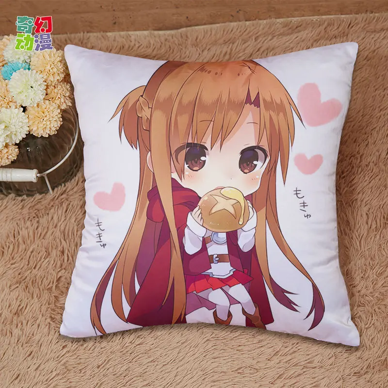 Аниме меч искусство онлайн Мягкий Чехол на подушку атласная плетеная наволочка