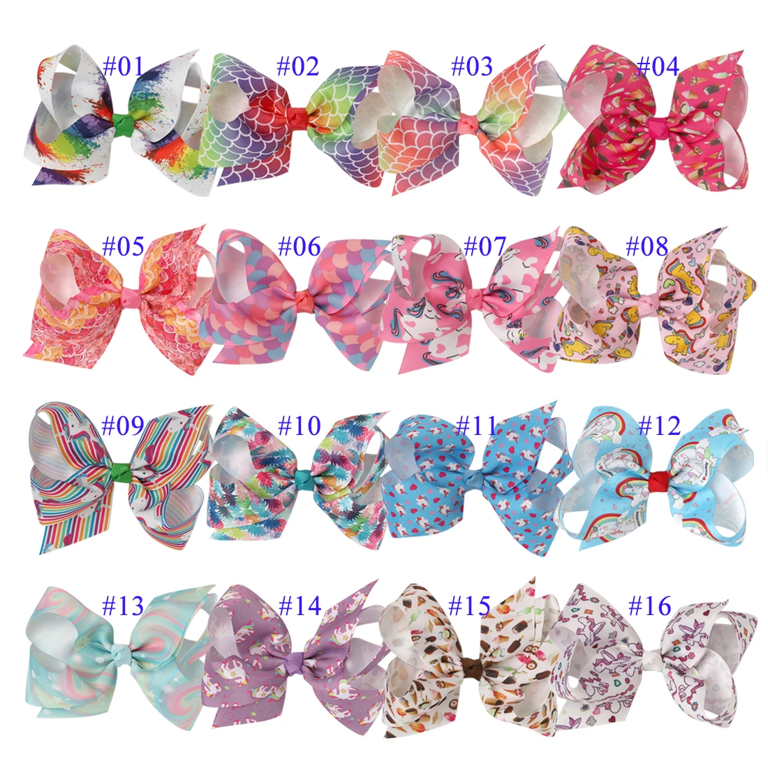 XIMA 16 шт./лот 4 5 &quotКрасочные Единорог Сердце печати банты для волос с зажимом