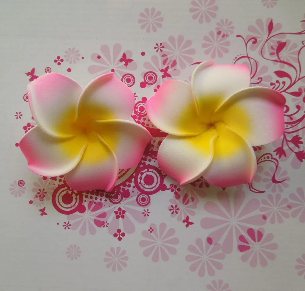 100 шт 4 см EVA Пена Frangipani волосы цветы искусственный Гавайский цветок Плюмерия