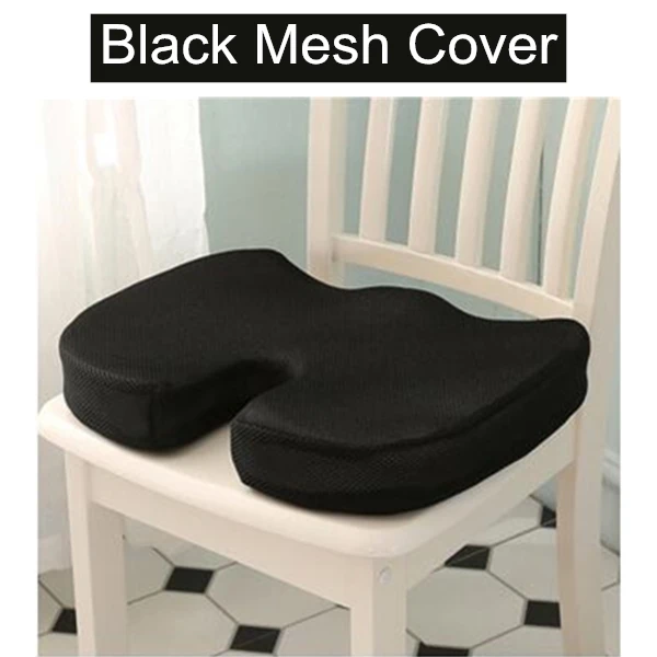 Memory Black Mesh Подушка для стула из пенополиуретана с эффектом памяти, ортопедическая подушка для спины автомобиля, геморроидное сиденье, задняя кость, копчик, защитный коврик, офисный диван - Цвет: Memory Black Mesh