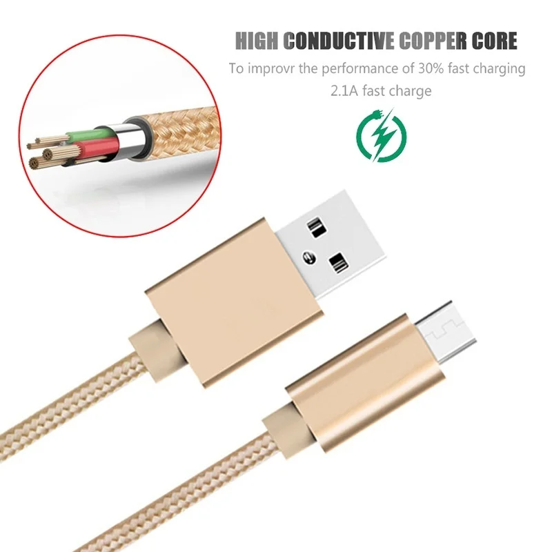 Нейлоновый Micro USB кабель для Android синхронизации данных и зарядки Allview P7 Pro P6 Energy Lite V2