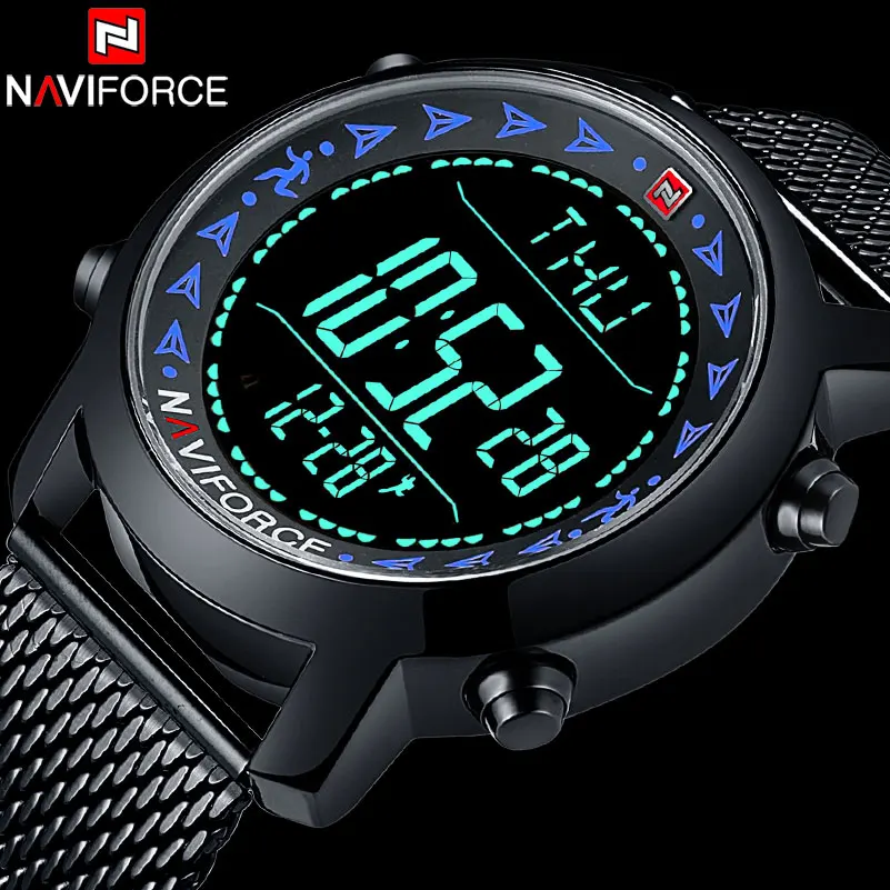 NAVIFORCE Лидирующий бренд мужские спортивные часы модные цифровые Шагомер наручные