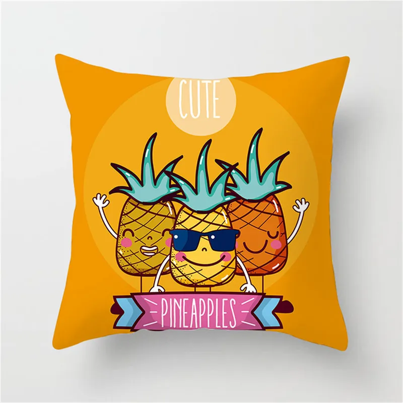 

Fuwatacchi Tropical Plants Cushion Cover Flower Leaf Flower Pineapple Pillow Case For Seat Home Decoration Pillowcases 45cm*45cm