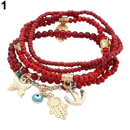 2016 Новинка Для женщин Хамса Фатима Ладонь бабочка подвеска Многослойные браслет