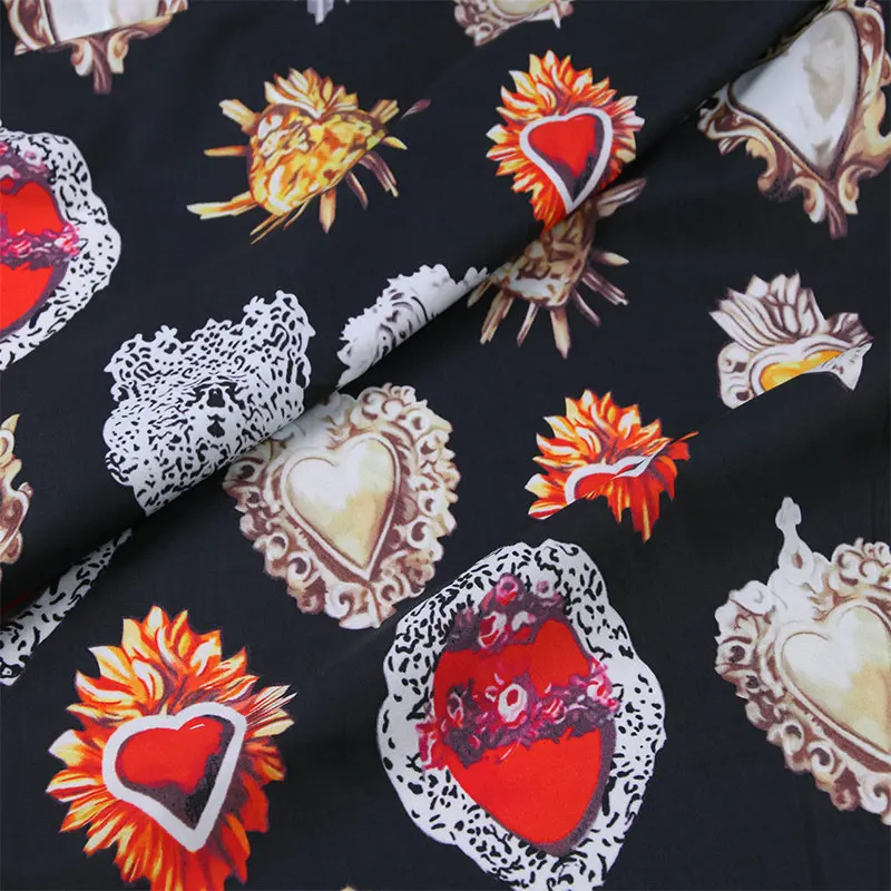 Хлопковая ткань с цифровым принтом sacred heart 60S хлопковый поплин для женщин летнее