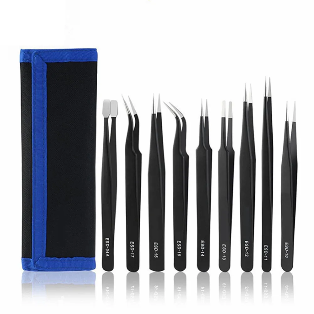 Антистатический пинцет из нержавеющей стали 9 шт./лот антистатические