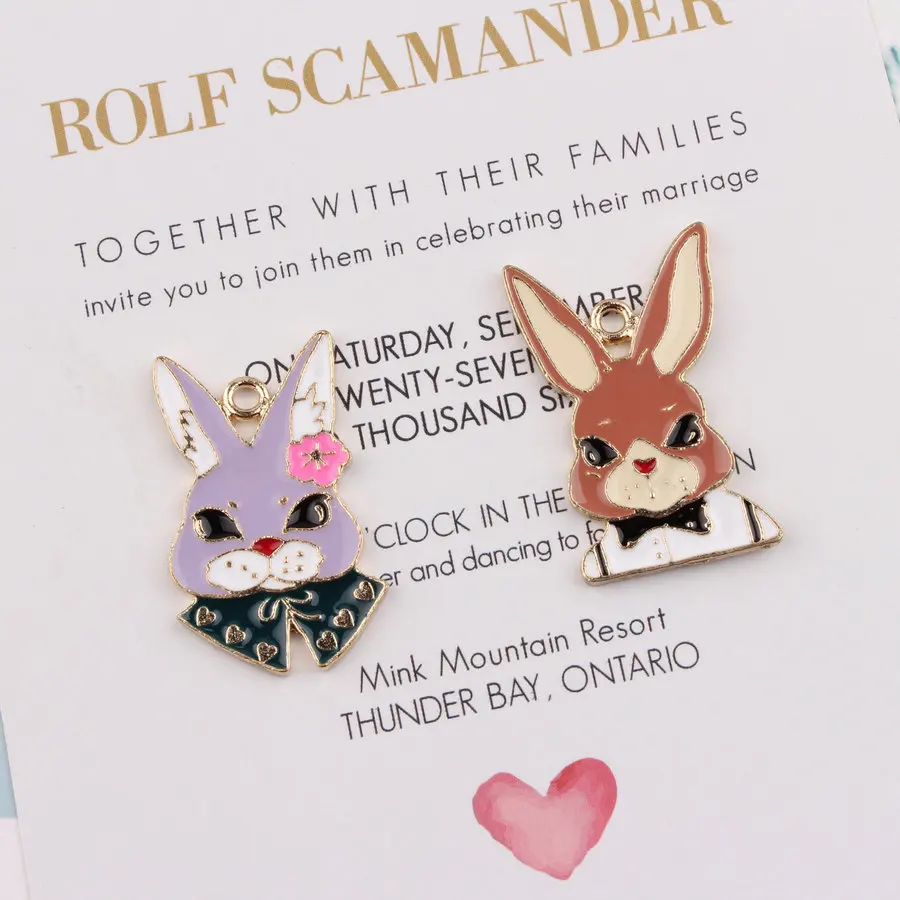 New 10Pcs Cute Cartoon Rabbit Zinc alloy Pendant Character Free Shipping Necklace Charms Fashion Jewelry DIY | Украшения и