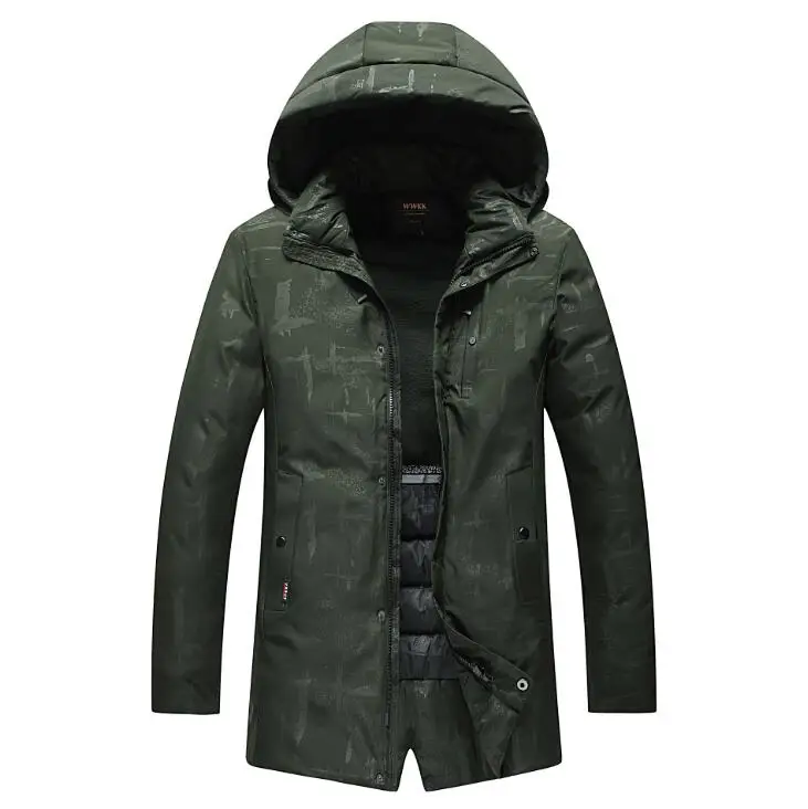 dark green Новые зимние мужские теплые водонепроницаемые пальто Модные Повседневные парки с капюшоном 0607-010 - Цвет: dark green