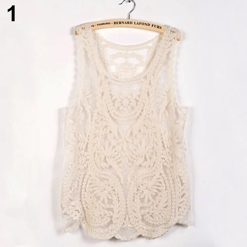 Женская кружевная майка без рукавов привлекательная ажурная рубашка с цветочной