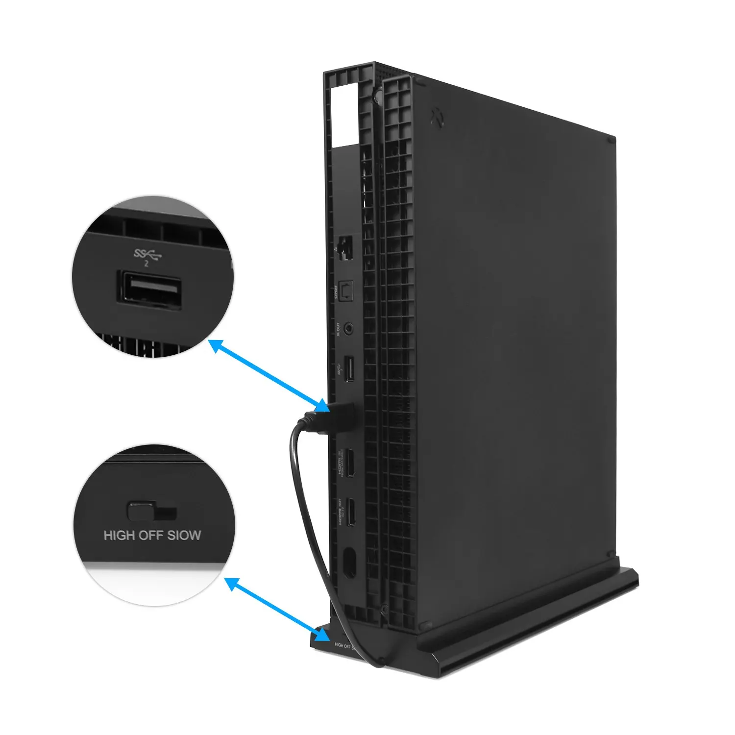 Новая вертикальная подставка для Xbox one X с 3 вентиляторами охлаждения и usb портами