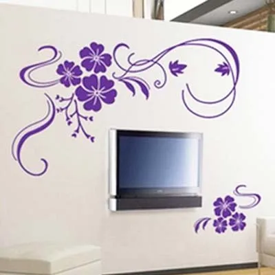 Романтический элегантный коричневый цветок лоза DIY виниловые наклейки на стену