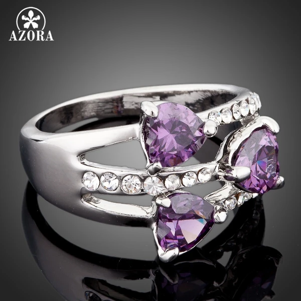 Азора белого золота Цвет 3 предмета в комплекте фиолетового цвета с сердечками