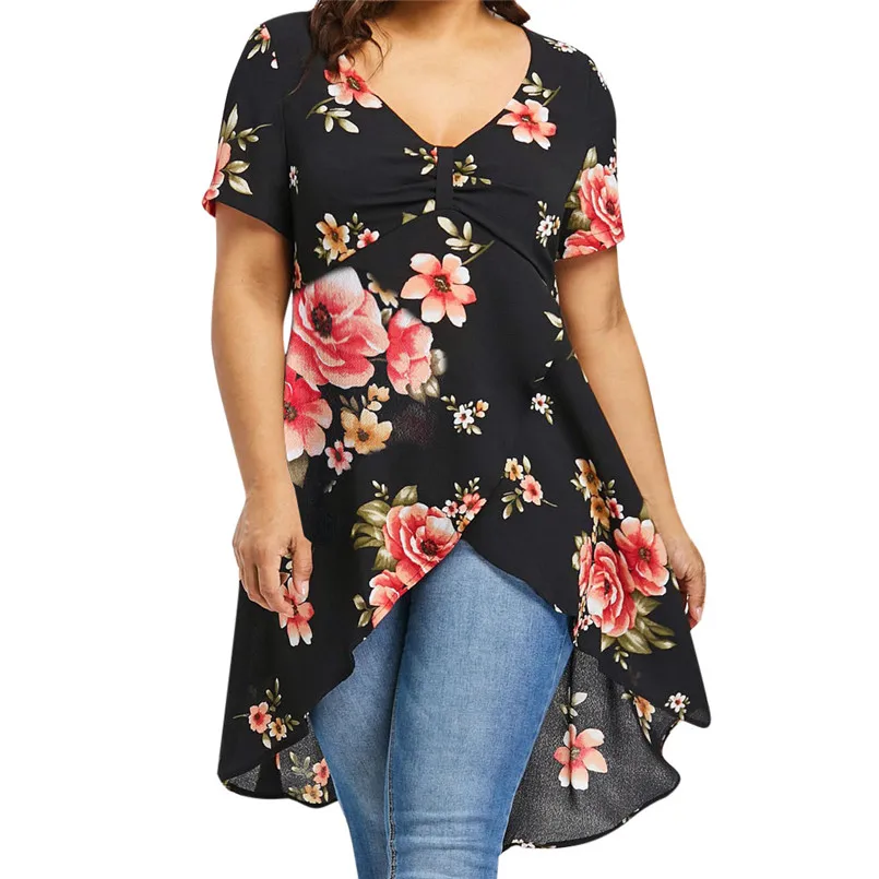 Женская футболка с коротким рукавом модная Длинная летняя большого размера