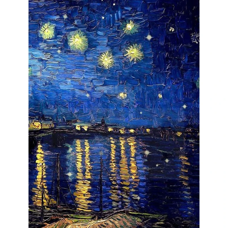 5d diamond painting a starry night Cross Stitch picture Resin Diamond Embroidery mosaic wall decor | Дом и сад