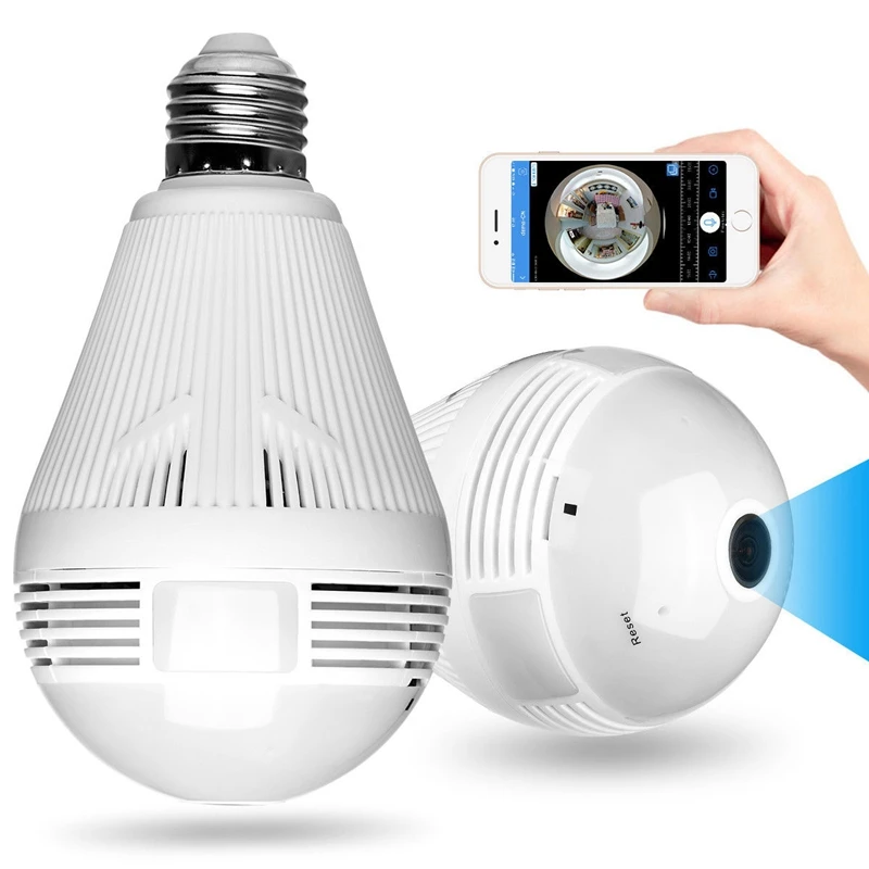 

Светодиодный светильник, 360 градусов, Wi-Fi, беспроводная HD видео камера, 1080P IP, светодиодный Домашний Светильник