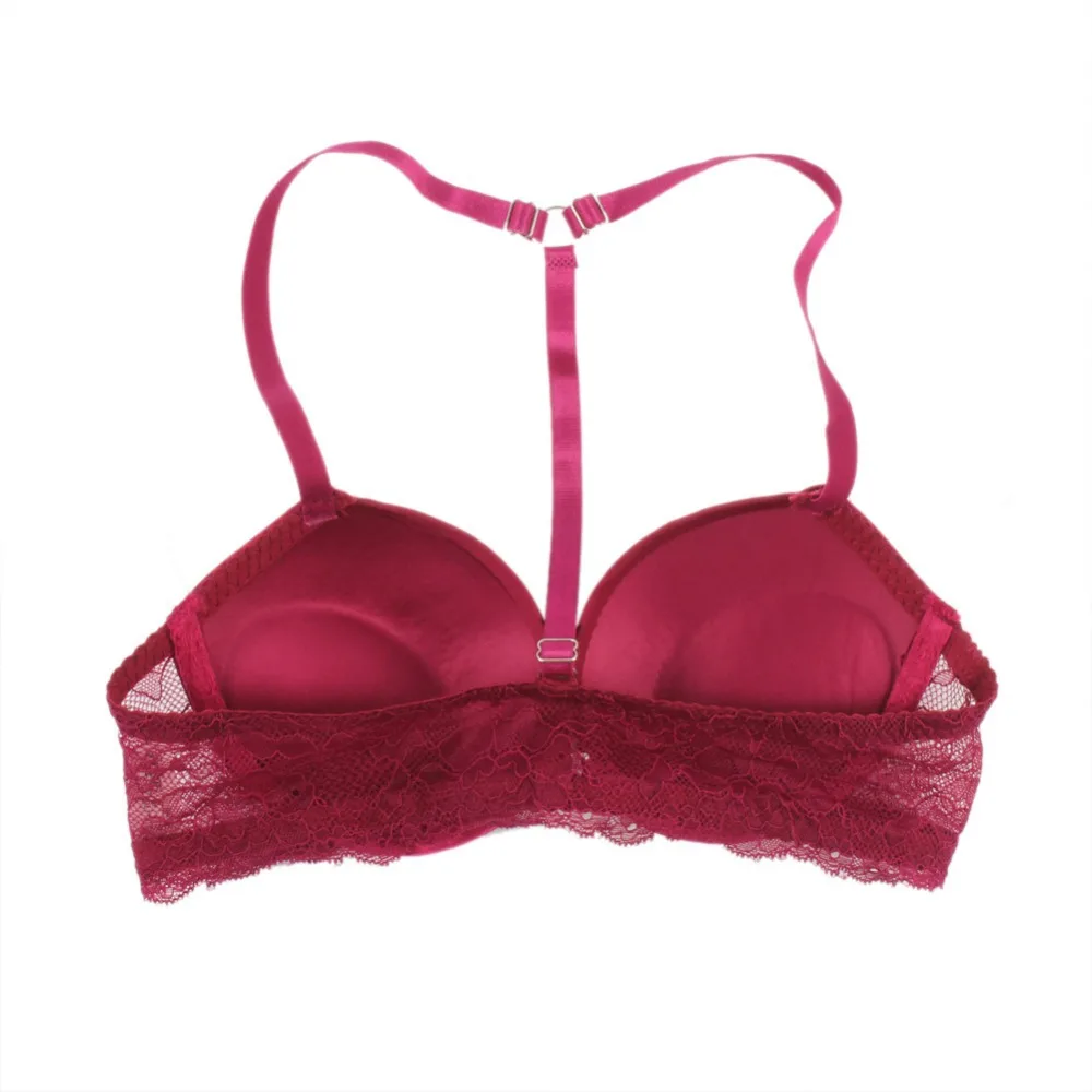 Комплект женского кружевного бюстгальтера пуш ап с чашкой 3/4 и застежкой