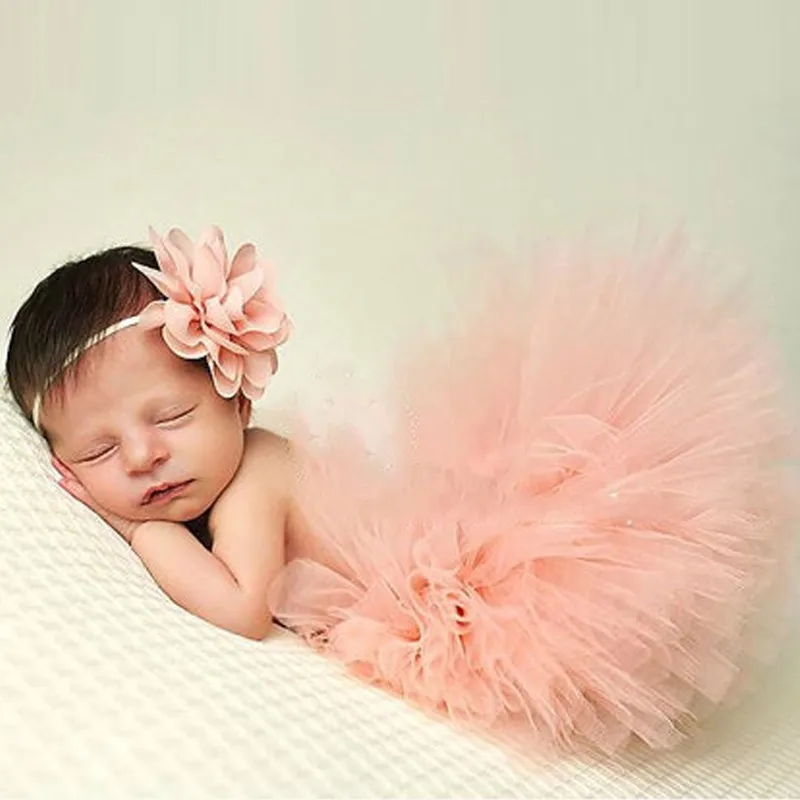 Light Pink 2 12 цветов, реквизит для фотосессии новорожденных, Детский костюм, наряд принцессы, детская юбка-пачка, повязка на голову, детский реквизит для фотосессии - Цвет: Light Pink 2